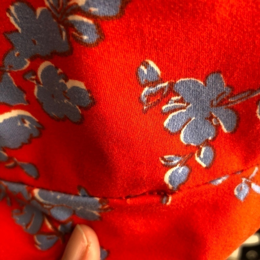 Copper Key Red and Blue Floral Ruffle Dress, Large - Picture 6 of 7